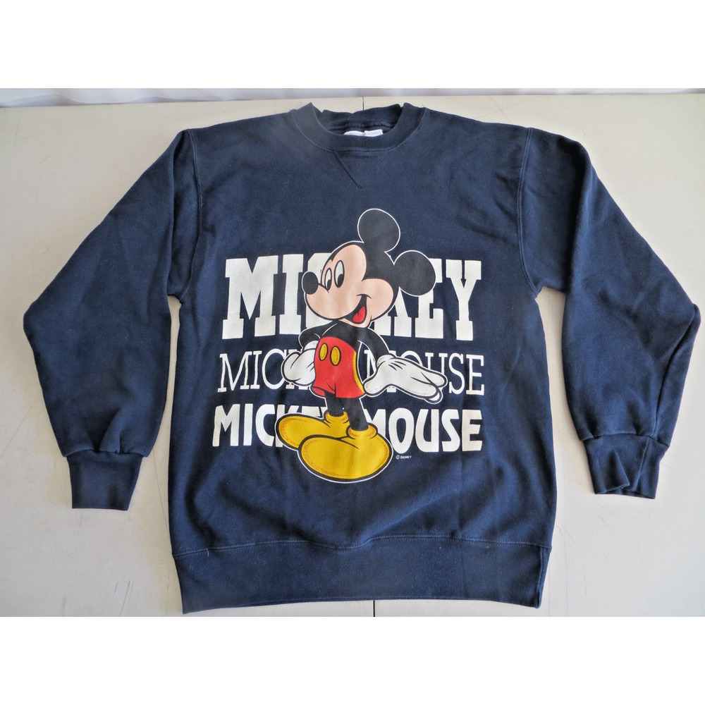 VTG 90s Mickey Mouse Disney / Genus Made USA Blue Crewneck Sweatshirt Men MEDIUM